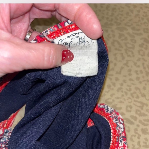 Lucky Brand Red and Blue Patterned Bikini Bottoms - Picture 4 of 4
